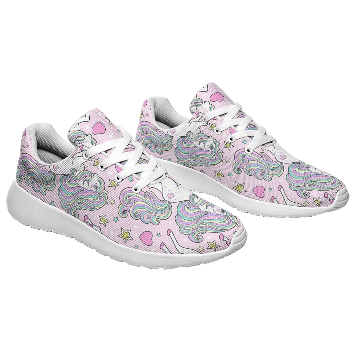 Unicorn Shoes for Women Tennis Running Shoes Cute Unicorn with Rainbow Sneakers Gifts for Girls Ladies White Size 5