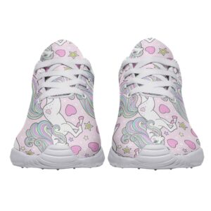 Unicorn Shoes for Women Tennis Running Shoes Cute Unicorn with Rainbow Sneakers Gifts for Girls Ladies White Size 5