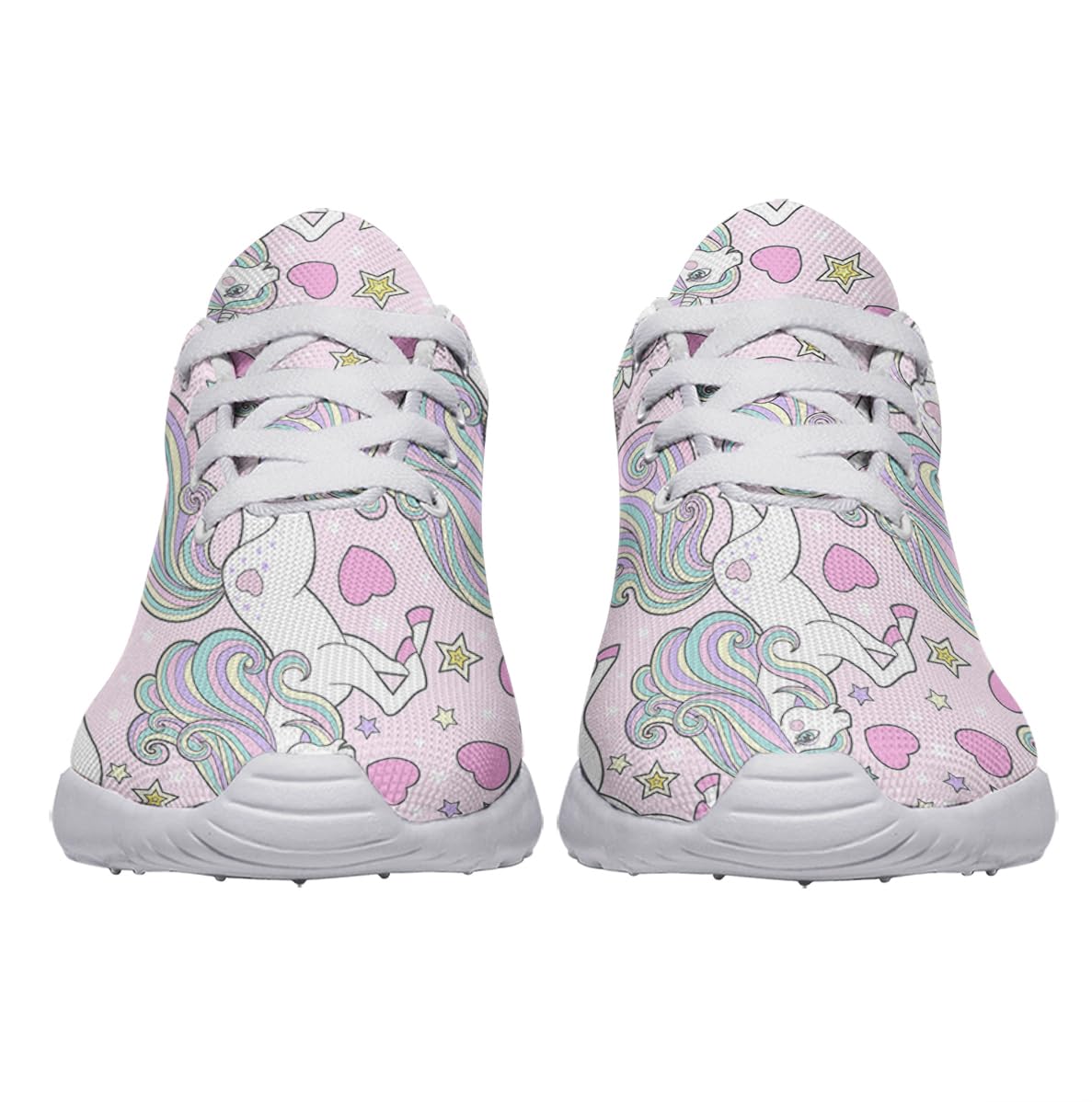 Unicorn Shoes for Women Tennis Running Shoes Cute Unicorn with Rainbow Sneakers Gifts for Girls Ladies White Size 5