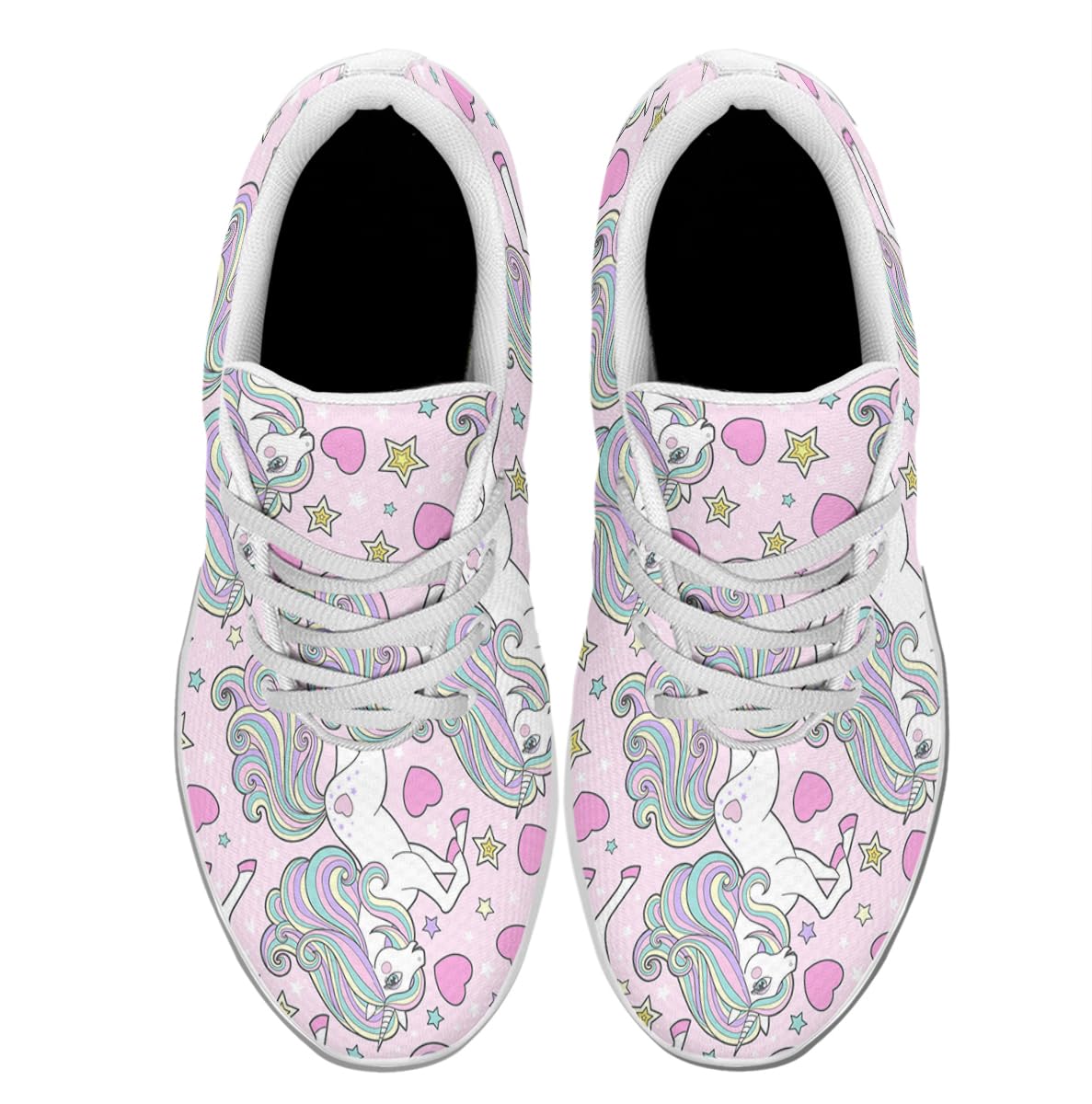 Unicorn Shoes for Women Tennis Running Shoes Cute Unicorn with Rainbow Sneakers Gifts for Girls Ladies White Size 5