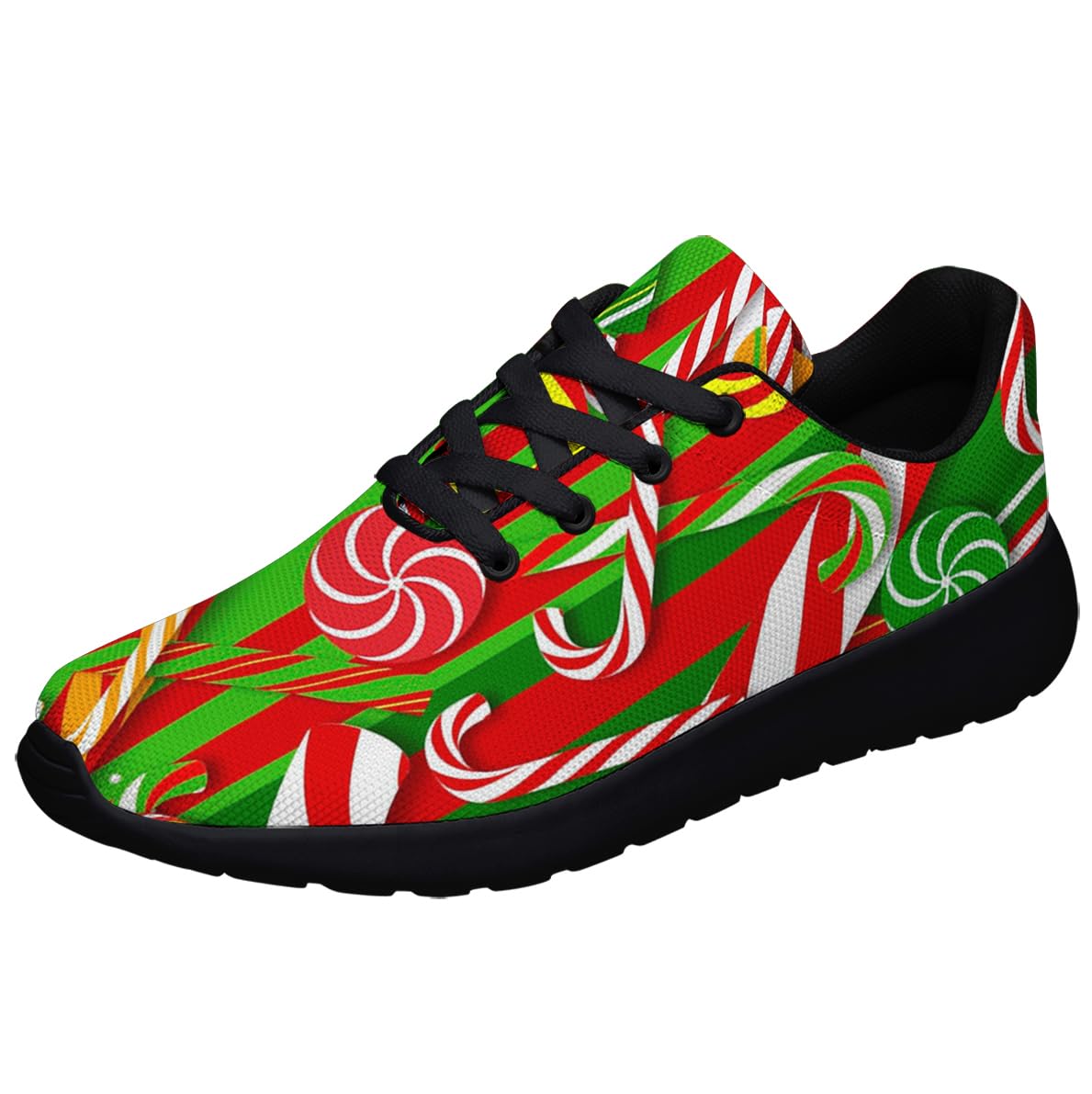 Candies Shoes for Women Tennis Running Shoes Christmas Candy Cane Sneakers Black Size 9