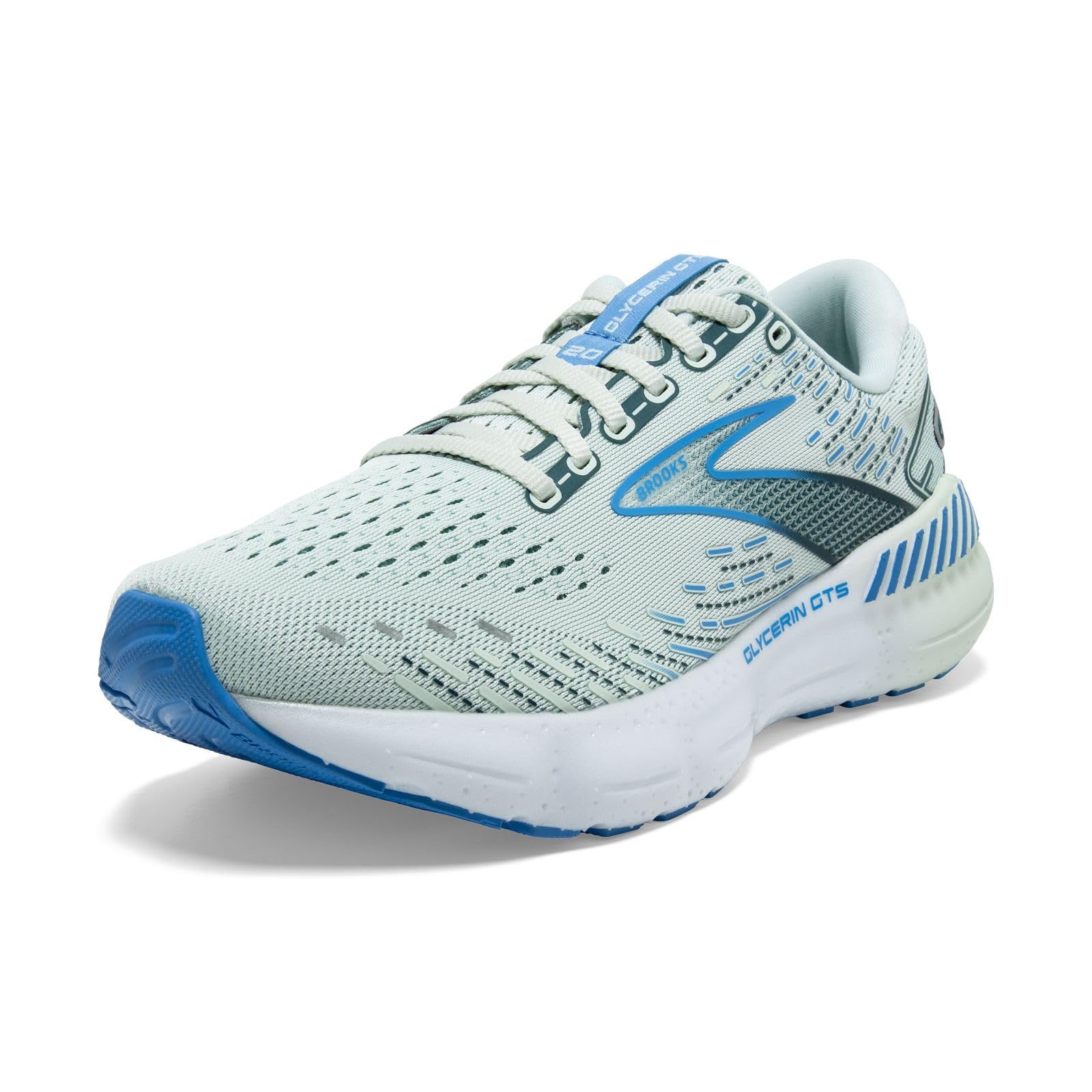 Brooks Women's Glycerin GTS 20 Supportive Running Shoe - Blue Glass/Marina/Legion Blue - 8 Medium