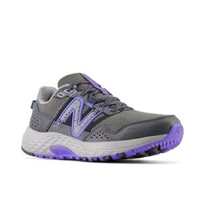 New Balance Women's 410 V8 Trail Running Shoe, SHADOW GREY/ELECTRIC INDIGO/BLACK, 7.5 Wide