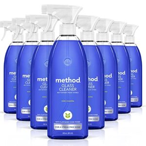 method glass cleaner spray, mint, ammonia free & plant-based solution, mirror & window cleaner - great for indoor & outdoor glass surfaces, 28 oz spray bottles (pack of 8)