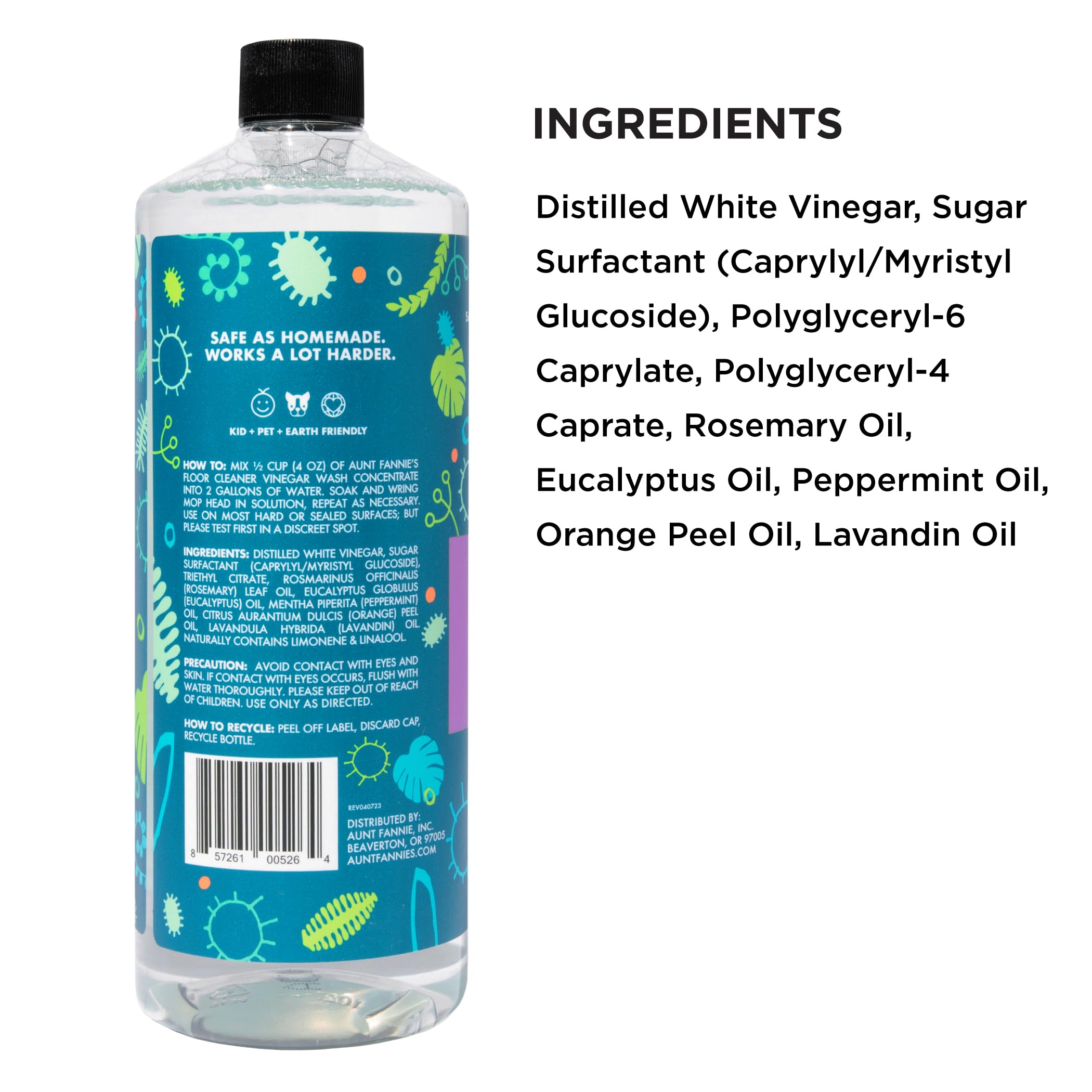 Aunt Fannie's Ultra Concentrated Floor Cleaner Vinegar Wash, Multi-Surface Floor Cleaner For Mopping, Makes 16 Gallons, Lavender Scent, 32 oz. (Pack of 1)