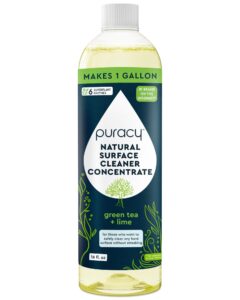 puracy 99.9% natural all purpose cleaner concentrate - makes 128oz multi purpose cleaner - green tea & lime - surface cleaner, floor cleaner, kitchen, cleaner, bathroom cleaner - cleaning supplies