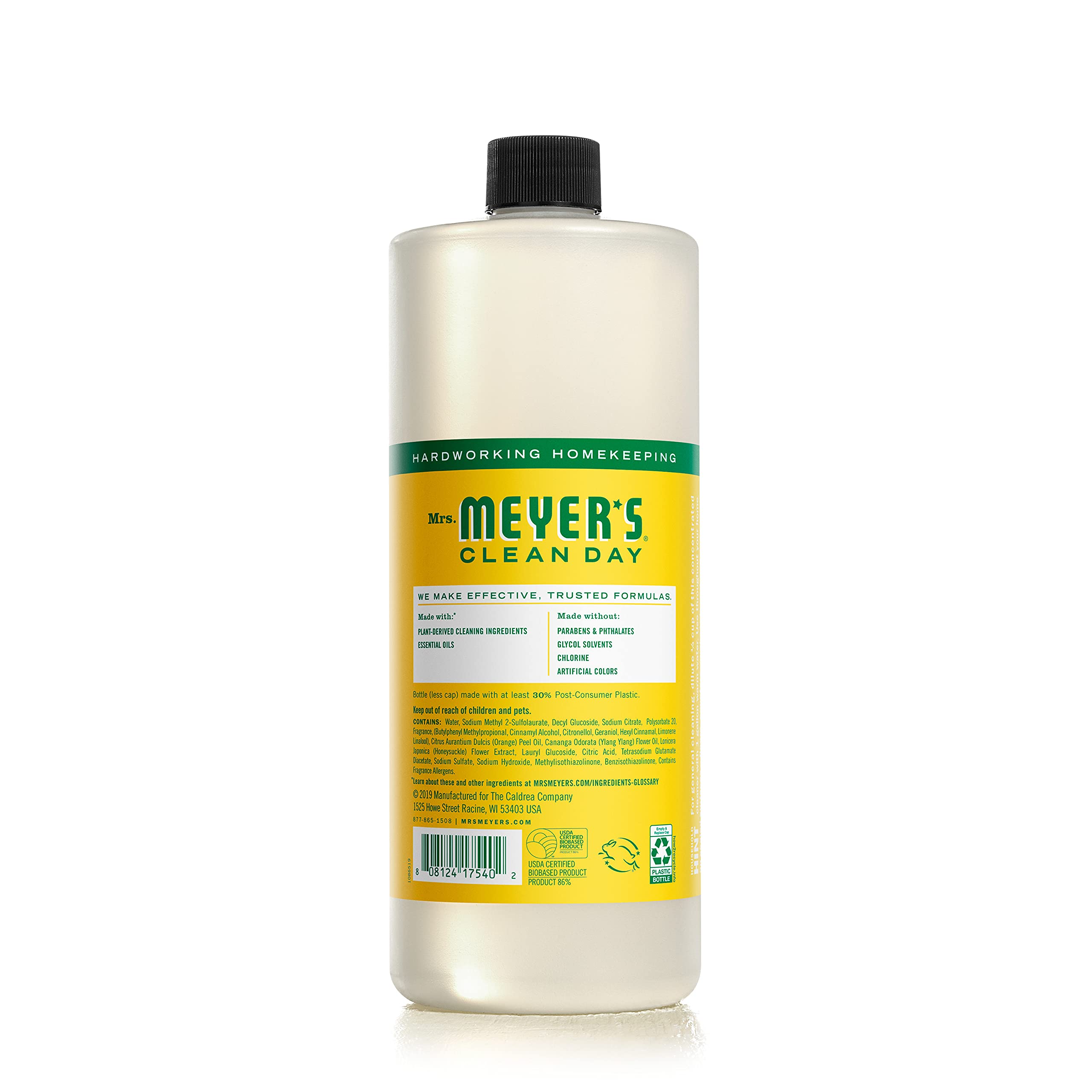 MRS. MEYER'S CLEAN DAY Multi-Surface Cleaner Concentrate, Use to Clean Floors, Tile, Counters, Honeysuckle, 32 fl. Oz