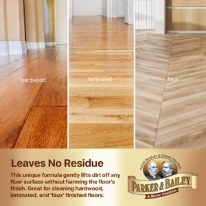 Parker & Bailey WOOD FLOOR CLEANER – Use on Hardwood, Laminated or Faux Finshed Floors. Shine Restorer Protector, Surface Cleaner House Cleaning Supplies Home Improvement, Natural Look, Cuts Grease