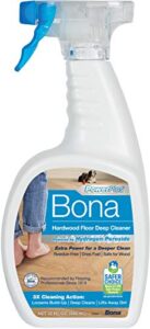 bona powerplus hardwood floor deep cleaner spray - 32 fl oz - refillable - oxygenated formula and residue-free floor cleaning solution - for wood floors