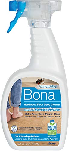 Bona PowerPlus Hardwood Floor Deep Cleaner Spray - 32 fl oz - Refillable - Oxygenated Formula and Residue-Free Floor Cleaning Solution - for Wood Floors