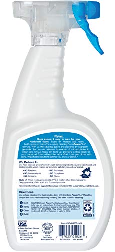 Bona PowerPlus Hardwood Floor Deep Cleaner Spray - 32 fl oz - Refillable - Oxygenated Formula and Residue-Free Floor Cleaning Solution - for Wood Floors