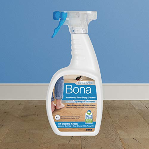 Bona PowerPlus Hardwood Floor Deep Cleaner Spray - 32 fl oz - Refillable - Oxygenated Formula and Residue-Free Floor Cleaning Solution - for Wood Floors