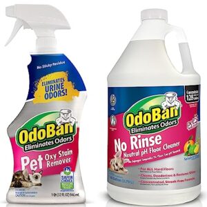 OdoBan Pet Solutions Neutral pH Floor Cleaner Concentrate, 1 Gallon, and Oxy Stain Remover, 32 Ounce Spray