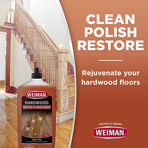 Weiman Hardwood Floor Cleaner and Polish Restorer Combo - 2 Pack - High-Traffic Hardwood Floor, Natural Shine, Removes Scratches, Leaves Protective Layer