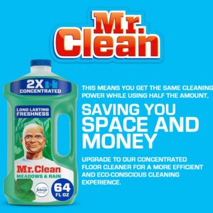 Mr Clean Multi Purpose Meadows Rain Liquid Cleaner Professional Household Non-Toxic Hardwood Floor Cleaner, 64 Ounce, New and Improved 2X Concentrated Solution, with NOIS Tissue Pack