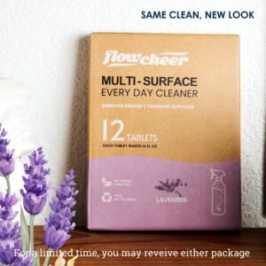 flowcheer Multi Surface Cleaner Refills -All Purpose Cleaner Refill Tablet-Makes 204 fl oz(12 x 17 Fl oz) Bottles of Spray Cleaner for Household&Kitchen Cleaning-Lavender Scent(Not Included Bottles)