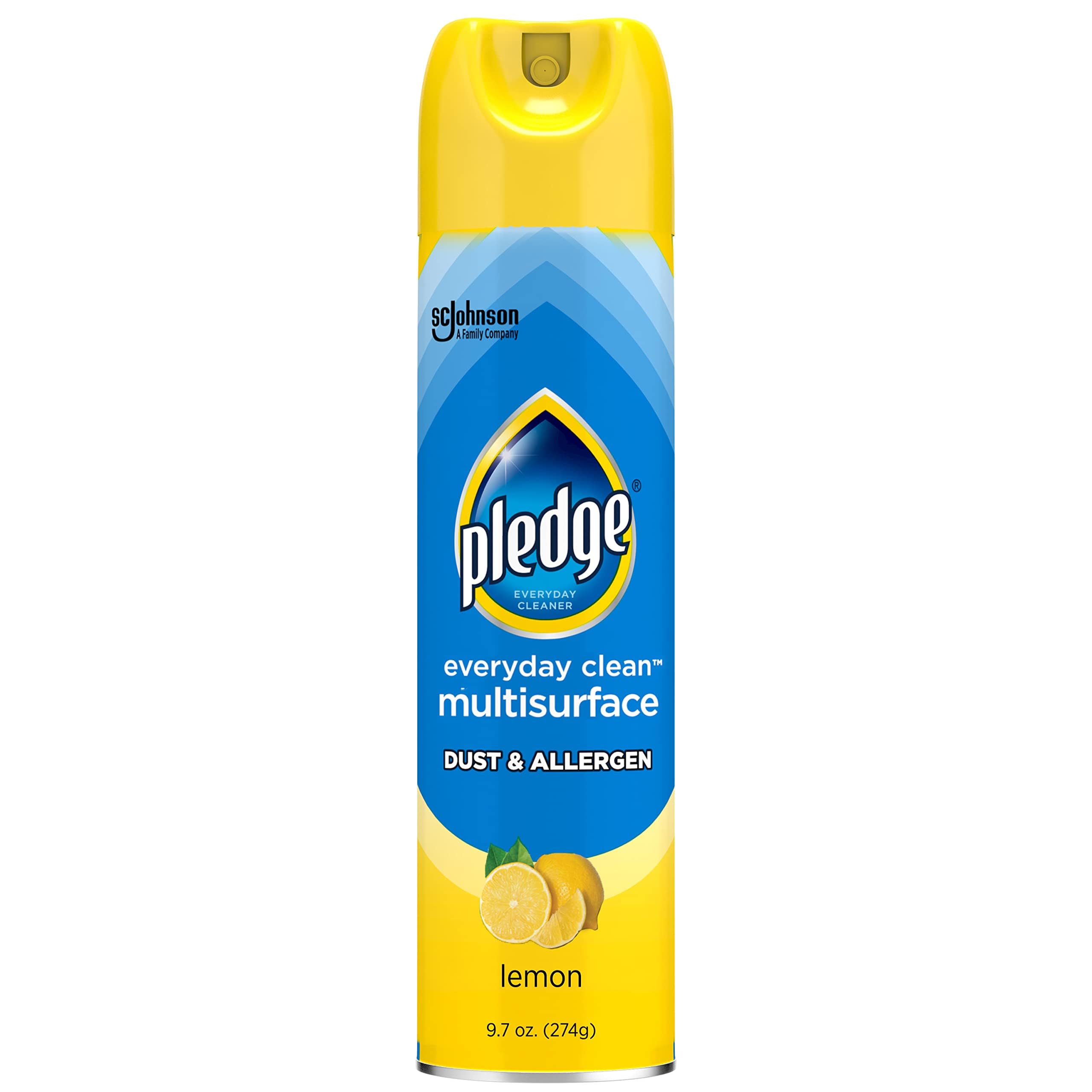 Pledge Everyday Clean Multi Surface Cleaner Aerosol, Dust & Allergen, Lemon, 9.7 oz (Pack of 1)