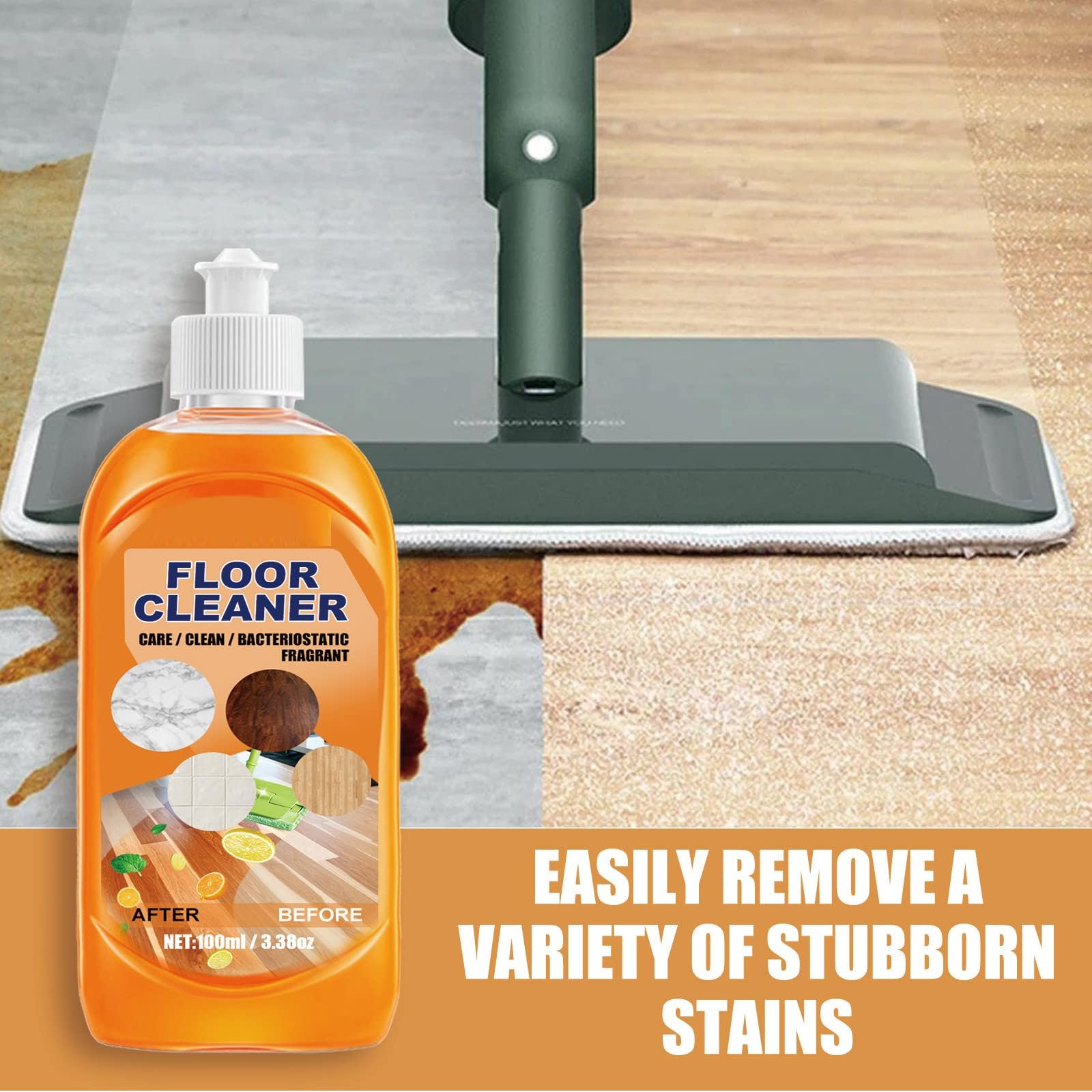 GINDAMU Carkeyco Floor Cleaner, Powerful Decontamination Floor Cleaner, Orange Floor Cleaner Liquid, Protect Furniture Surface and Floor