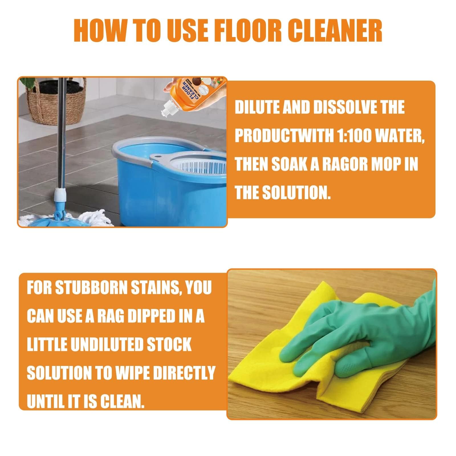 LONGLUAN Powerful Decontamination Floor Cleaner, Momeng Floor Cleaner Orange, Ondaum Floor Cleaner, Multipurpose Cleaning Concentrate, Natural Floor Cleaner for Mopping (2pcs)