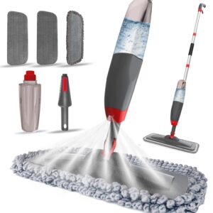 Spray Mop for Floor Cleaning - Microfiber Floor Mop with 3 Washable Pads,550ML Refillable Bottle, Reusable Flat Mop with Sprayer for Hardwood Laminate Wood Ceramic Floor Cleaning,Dry Wet Use