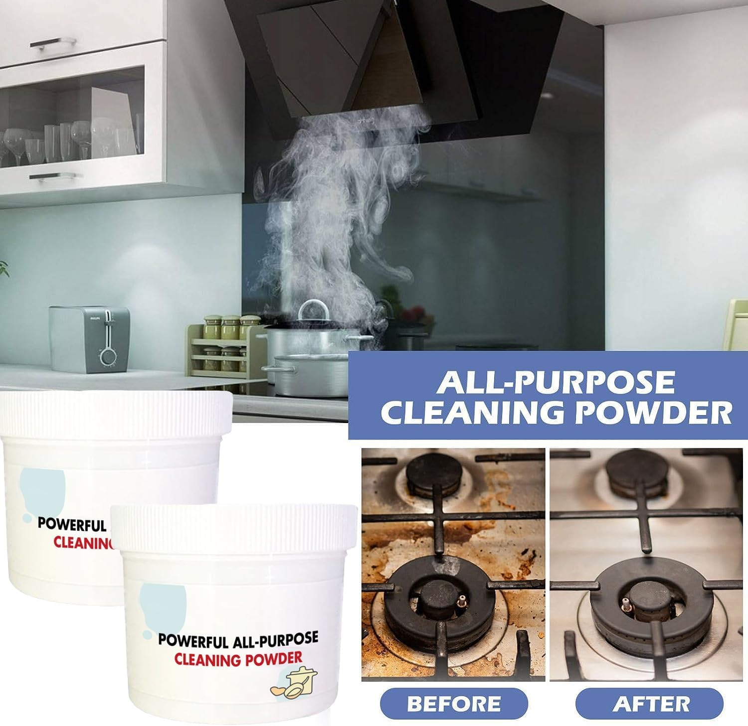 Powerful Kitchen All-Purpose Powder Cleaner,Household Multifunctional Strong Cleaning Agent,Kitchen Foam Cleaner,Stubborn Stains Cleaner,Foam Rust Remover Kitchen All-Purpose Cleaning Powder (1Pcs)