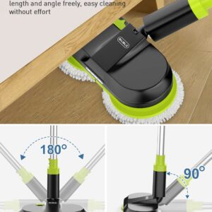 BIUBLE Cordless Electric Mop, Dual Spin Mops for Floor Cleaning, LED Headlight / Stand-Free / Water Sprayer, Rechargeable Scrubber Cleaner Mops with 300ML Water Tank for Multi Floors, Self-Propelled