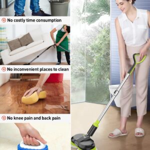 BIUBLE Cordless Electric Mop, Dual Spin Mops for Floor Cleaning, LED Headlight / Stand-Free / Water Sprayer, Rechargeable Scrubber Cleaner Mops with 300ML Water Tank for Multi Floors, Self-Propelled