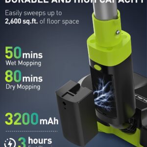 BIUBLE Cordless Electric Mop, Dual Spin Mops for Floor Cleaning, LED Headlight / Stand-Free / Water Sprayer, Rechargeable Scrubber Cleaner Mops with 300ML Water Tank for Multi Floors, Self-Propelled