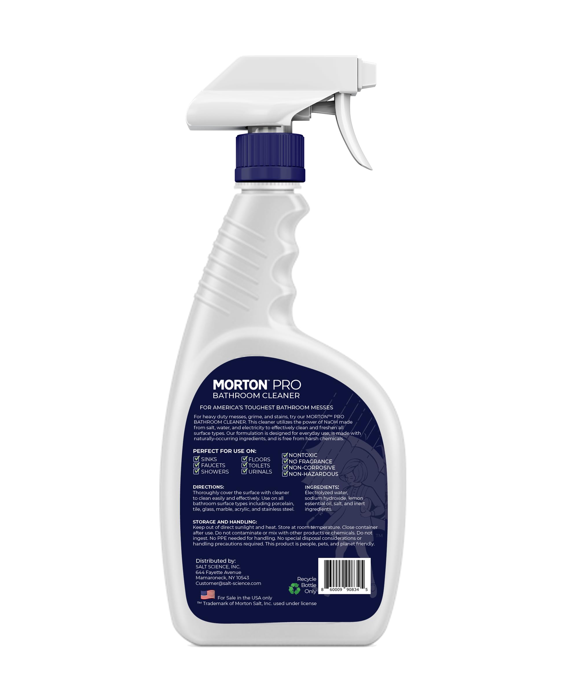 Morton Pro Bathroom Cleaner – Non-Toxic Fragrance-Free Bleach Alternative, Eco-Friendly, Child, Pet, and Fabric Safe, Perfect for Surfaces, Lab Tested, Salt-Based Cleaner | Made In USA (32 FL Oz)