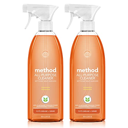 Method All-Purpose Cleaner Spray, Clementine, Plant-Based and Biodegradable Formula Perfect for Most Counters, Tiles, Stone, and More, 28 oz Spray Bottles, (Pack of 2)