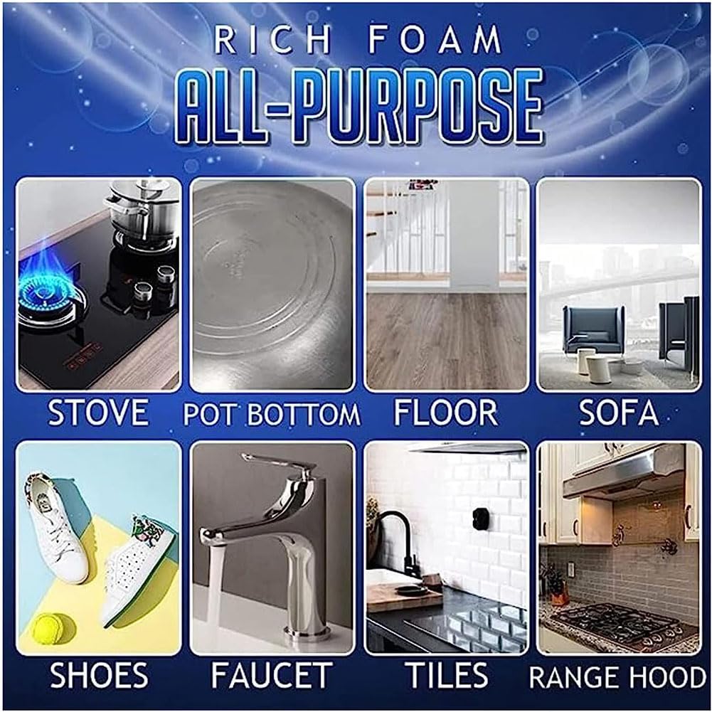 All Purpose Rinse Cleaning Foam, All-Purpose Rinse-Free Cleaning Spray, Super Foam Bubble Cleaner, Super Powerful Multi Purpose Foam Cleaner, Stain Removal Kit for Kitchen (30ml-2)