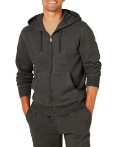 amazon essentials men's full-zip fleece hoodie (available in big & tall), charcoal heather, large