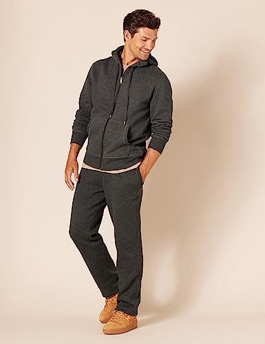 Amazon Essentials Men's Full-Zip Fleece Hoodie (Available in Big & Tall), Charcoal Heather, Large