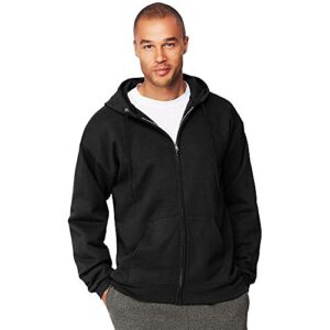 hanes men's full zip ultimate heavyweight hoodie, black, xx-large