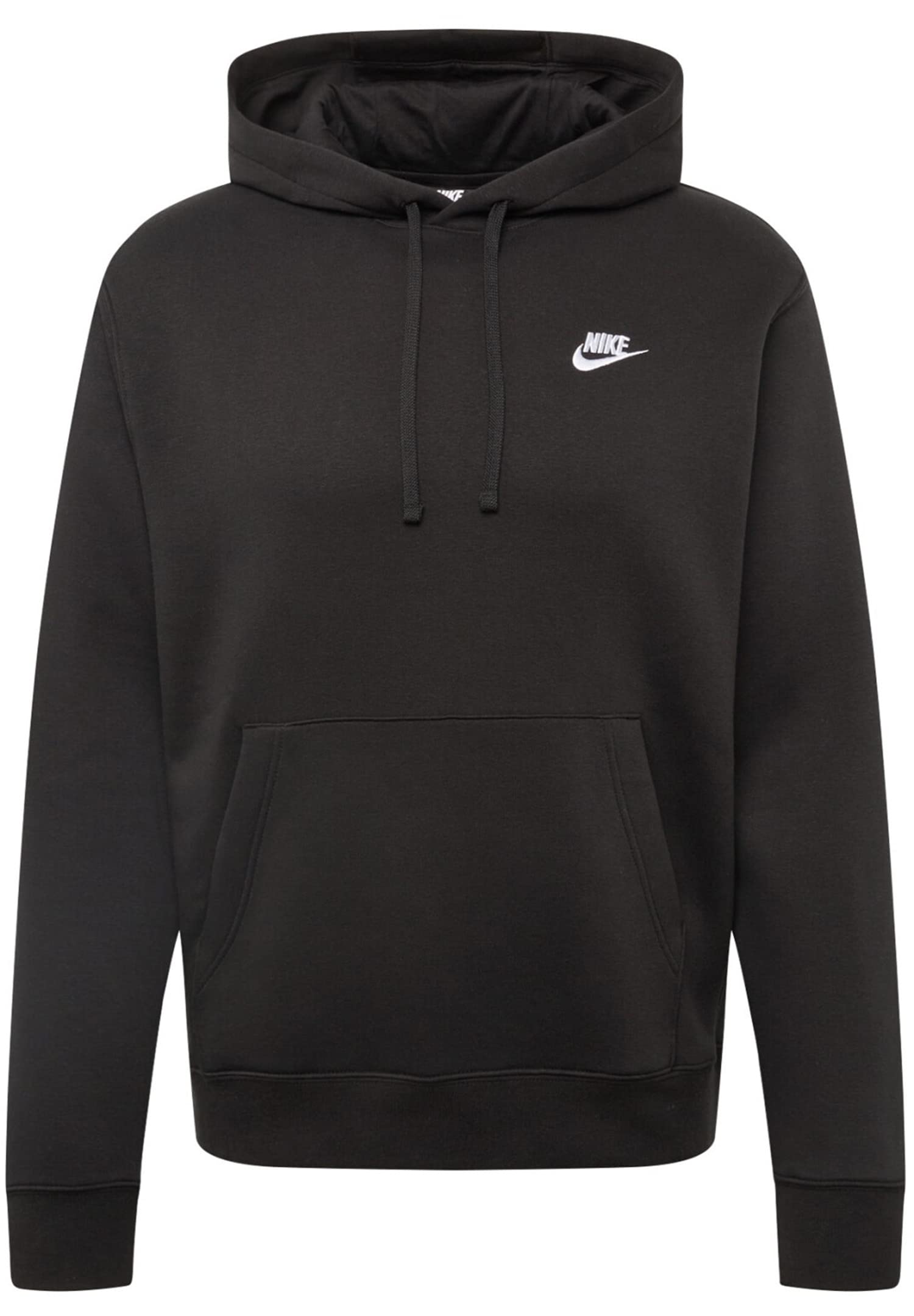 NIKE Pull Over Hoodie, Black/Black/White, Large-T