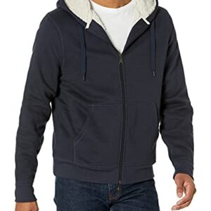 Amazon Essentials Men's Sherpa-Lined Full-Zip Fleece Hoodie, Navy, X-Large