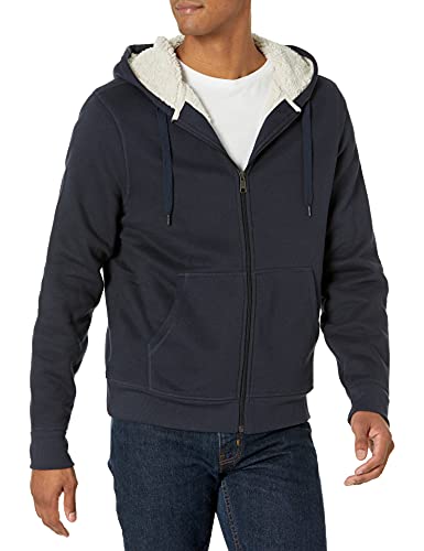 Amazon Essentials Men's Sherpa-Lined Full-Zip Fleece Hoodie, Navy, X-Large