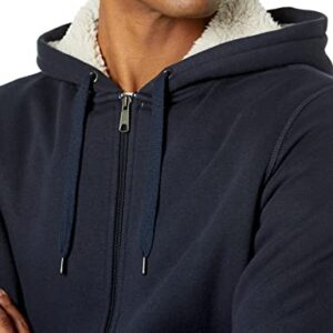 Amazon Essentials Men's Sherpa-Lined Full-Zip Fleece Hoodie, Navy, X-Large