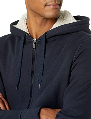 Amazon Essentials Men's Sherpa-Lined Full-Zip Fleece Hoodie, Navy, X-Large