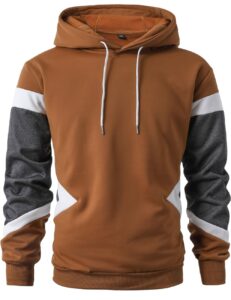 lqhhylyx mens hoodie multicolor panel sweatshirt fleece long sleeve sports tops (large, light tan)