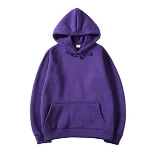 Hoodies for Men Plus Size Lightweight Solid Color Pullover Sweatshirts Casual Funny Long Sleeve Fishing Hoodies Pullover Comfy Goth Outfits Apparel Sudadera con capucha para hombre(Purple,M)