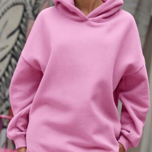 Trendy Queen Womens Hoodies Preppy Clothes Oversized Sweatshirts Teen Girls Casual Pullover Cute Fall Winter Outfits 2024 Pink