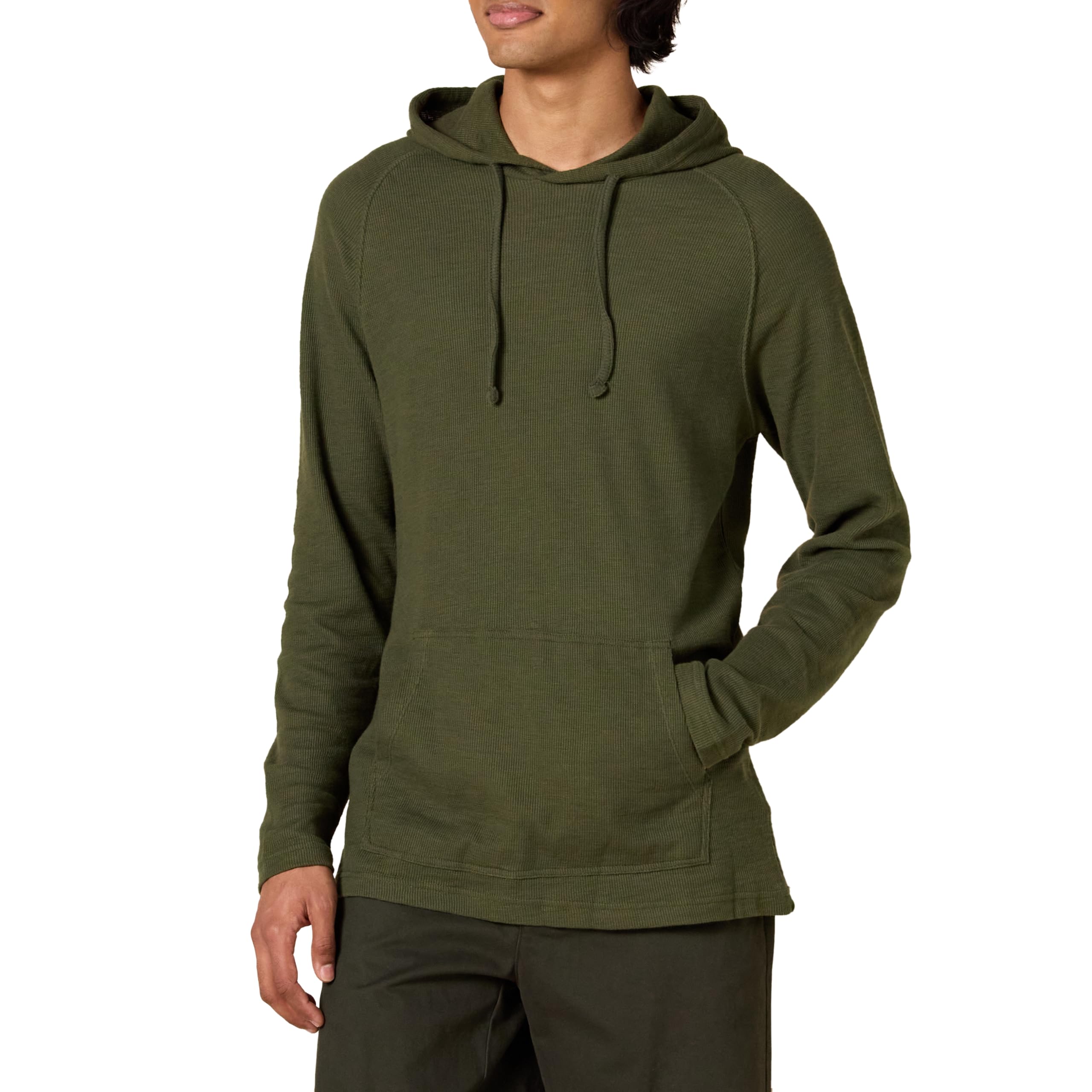 Amazon Essentials Men's Long-Sleeve Slub Thermal Pullover Hoodie (Previously Goodthreads), Olive, X-Large