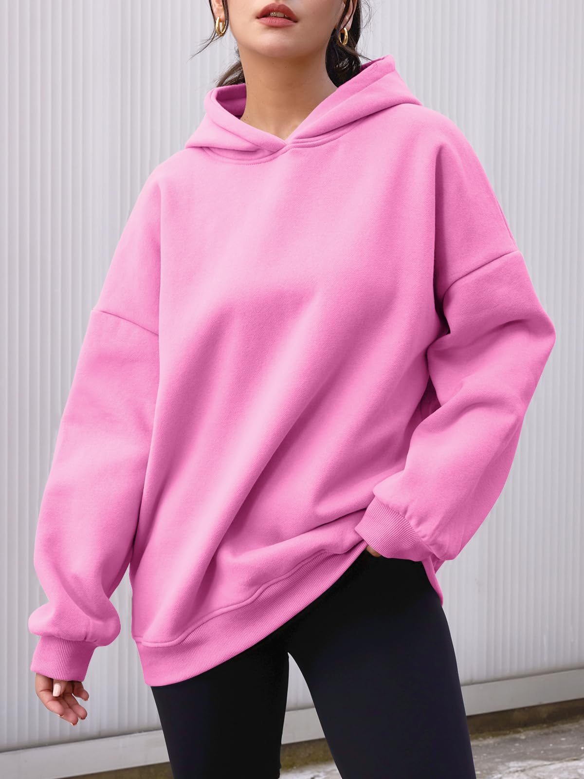 AUTOMET Womens Oversized Hoodies Fleece Sweatshirts Hooded Pullover 2024 Fashion Fall Clothes Trendy Outfits Winter Sweater Pink