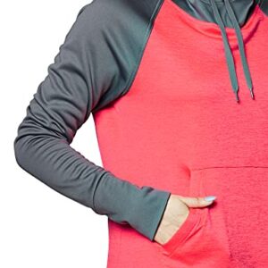 Hanes womens Sport Performance Fleece Pullover Hoodie Hoody, Dada Grey Solid/Razzle Pink Heather, Large US