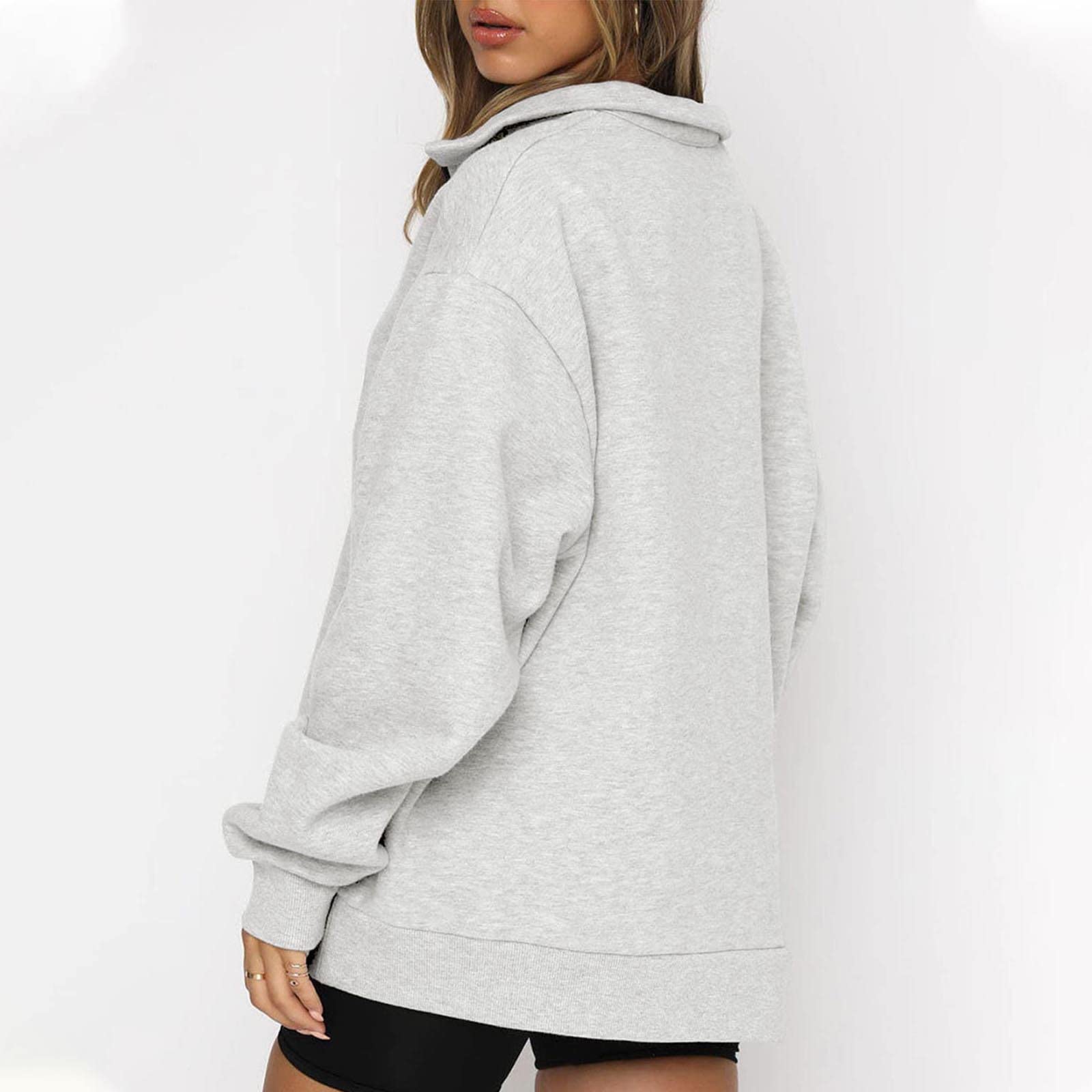 DOLKFU Womens Oversized Dupes Scuba Hoodie Pullover Sweater Long Sleeve Sweatshirt Trendy 2022 Winter Y2K Ouffits Clothes Gray #18