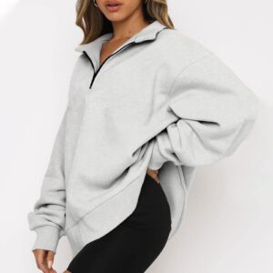 DOLKFU Womens Oversized Dupes Scuba Hoodie Pullover Sweater Long Sleeve Sweatshirt Trendy 2022 Winter Y2K Ouffits Clothes Gray #18