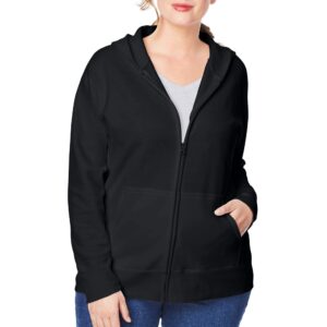 JUST MY SIZE womens Comfortsoft Ecosmart Fleece Full-zip Women's athletic hoodies, Ebony, 3X US