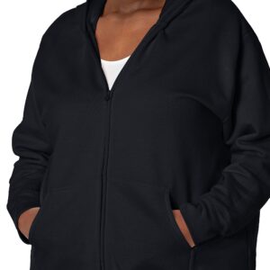 JUST MY SIZE womens Comfortsoft Ecosmart Fleece Full-zip Women's athletic hoodies, Ebony, 3X US