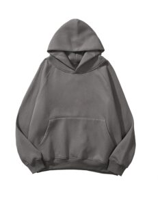 meladyan women's solid basic loose hoodie top fleece long sleeve pullover oversized hooded sweatshirt kangaroo pocket, dark grey -01, medium